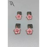 Toplu Aksesuar Pembe Sakura Çiçeği Sallantılı İtalyan Charm 1 Adet Çelik