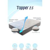 Topper 2.5 - Serinletici Soğuk & Organik Pamuk Kılıflı Visco Yatak Pedi - Soft %100 Visco Sünger - 140 x 200 cm