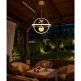Toprak Aydınlatma Yay LED Avize Gold Kaplama | 3 Renk Seçeneği, Kelebek Detaylı, Küre Sarkıt, Halka Tasarım, Tavan Armatürü