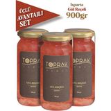 Toprak Doğal Gül Reçeli 900 G Isparta Gül Reçeli Ekonomik 3'lü Set YENİ SEZON Glikozsuz, Katkısız, DOĞAL - 300 gr