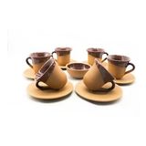 Toprak Fincan Seti Kahverengi 6 'lı Set