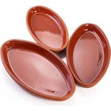 Toprak Güveç, Fırın Kabı, Balık ve Tavuk Içi Sırlı Tepsi Seti 3 Adet*(33*26, 18*14, 4*3 Cm) - Kahve