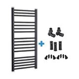 Toprak Havlupan 40/100 Cm 14 Borulu Siyah Renk Havlupan Radyatör + 2 Adet Vana + 2 Adet Boru Gizleme Aparati + Montaj Seti
