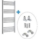 Toprak Havlupan 60/100 Cm 16 Borulu Krom Kaplama Havlupan Radyatör + 2 Adet Vana + 2 Adet Boru Gizleme Aparati + Montaj Seti Gümüş