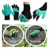 Toprak Kazma Ekme Için Korumalı Bahçivan Eldiveni Bahçe Için Plastik Parmak Tırmığı - Beden ve Renk - Yeşil - Siyah