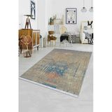 Toprak Modern Dokuma Pamuk Tabanlı Kaymaz Kilim Klm010