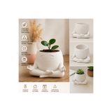 ToprakCraftCo Meditasyon Yapan Surat Figürlü Sukulent Saksısı - 3D Baskı Dekoratif Minimal Saksı - İç Mekan Bitki Saksısı