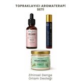 Topraklayıcı Aromaterapi Seti (30 ml + 10 ml + 75 gr) - Kök Çakra Yağı, Roll-On ve Soya Mum