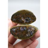 Topraksı Bronz Tozlu & Indigo Violet Black Sea Plume Agat Çift, 80G