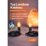 topraktan hasat odağında lezzet gizli 2 Adet Tuz Lambası Kablosu 1.5 Metre E14 Duy Açma Kapama Düğmeli + 7W Ampul