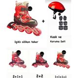 Toprock Store Toprockstore Işıklı Çocuk Pateni Ayarlanılabilir Silikon Tekerli Frenli Metal Gövdeli Paten Ve Kask Dizlik 34-37