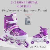 Toprockstore 2 2 Işıklı Metal Gövdeli Profesyonel Ve Alıştırma Çocuk Pateni 38-41