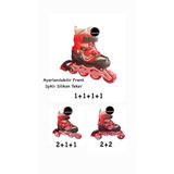 TOPROCKSTORE Işıklı Çocuk Pateni, Ayarlanılabilir, Frenli, Silikon Tekerli, Metal Gövdeli, Unisex, Kırmızı, 38-41 Beden