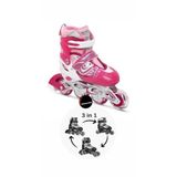 TOPROCKSTORE Işıklı Çocuk Pateni, Silikon Ayarlanabilir Teker, Metal Gövde, Unisex, Pembe, 30/33 Beden
