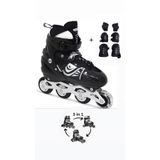 TOPROCKSTORE Işıklı Çocuk Pateni, Silikon Ayarlanabilir Teker, Metal Gövde, Unisex, Siyah, 30/33 Beden, Koruma Seti Dahil