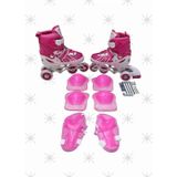Toprockstore Pembe Ayarlanabilir Işıklı Alıştırma Pateni Dizlik Ve Kolluk Setli 38-41