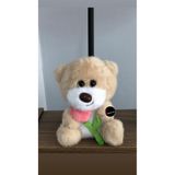TOPROCKSTORE Sevimli Gül Tutan Ayıcık Peluş Oyuncak Anahtarlık, 15 cm, Bej, Unisex