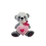 TOPROCKSTORE Sevimli Kalpli Peluş Panda 30 cm, Gri, Unisex Uyku ve Oyun Arkadaşı