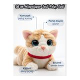 TOPROCKSTORE Sevimli Kedi Peluş Yavru Kedi Sesli Miyavlayan Peluş Kedi Uyku Arkadaşı 30 cm