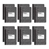 Tops mermer kompozisyon kitapları, 19,1 x 24,8 cm, sert kapak, 100 yaprak, 12 kitaplık kutu, 100 yaprak (geniş çizgili) 12 kitap siyah/beyaz