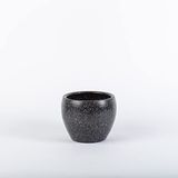 TOPSAN Tamago Beyaz Granit Desenli Siyah Kaktüs ve Sukulentlik Saksı (Beyaz-Siyah)