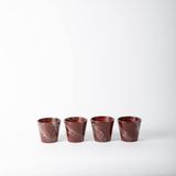 TOPSAN Yume Beyaz Mermer Desenli Bordo Kaktüs ve Sukulentlik 4'lü Saksı (Bordo-Beyaz)