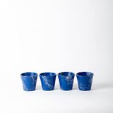 TOPSAN Yume Beyaz Mermer Desenli Mavi Kaktüs ve Sukulentlik 4'lü Saksı (Mavi-Beyaz)