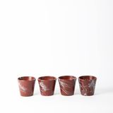 TOPSAN Yume Turkuaz Mermer Desenli Bordo Kaktüs ve Sukulentlik 4'lü Saksı (Bordo-Yeşil)