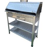 Topsöken Paslanmaz Bacalı Mangal 40 x 90 Inox Kapaklı Çekmeceli - STANDART