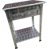 Topsöken Paslanmaz Köfteci Mangalı Çekmeceli 28 x 50 cm Sehpalı