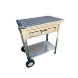 Topsöken Paslanmaz Kömürlü Mangal 35 x 60 cm Çekmeceli Tekerlekli Barbekü