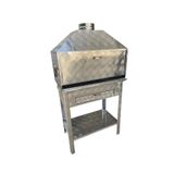 Topsöken Paslanmaz Kömürlü Mangal 35 x 60 cm Dik Bacalı Barbekü