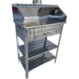 Topsöken Paslanmaz Kömürlü Mangal 40 x 70 cm Çift Sehpalı