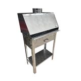 TOPSÖKEN Paslanmaz Kömürlü Mangal Çekmeceli 35 x 50 Cm Sehpalı Kapaklı Barbekü