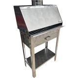 Topsöken Paslanmaz Kömürlü Mangal Sehpalı 28 x 50 cm Bacalı Çekmeceli Mangal - STANDART