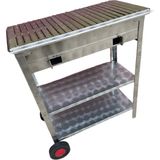Topsöken Paslanmaz Kömürlü Mangal Tekerlekli 40 x 80 cm Çift Sehpalı