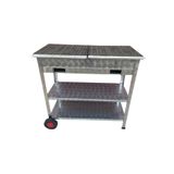 Topsöken Paslanmaz Kömürlü Mangal Tekerlekli 40 x 90 cm Çift Sehpalı