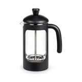 Toptan Budur Borosilikat Cam French Press 350 Ml, Siyah Çerçeveli Kavisli Saplı Pistonlu Demlik, Kahve ve Bitk - standart
