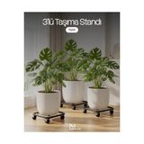 Toptan Budur Metaliz Üçlü Metal Taşıma Standı Siyah Tekerlekli Saksı Altlığı - .