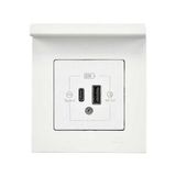 Toptan Budur Pratik Telefon Tutucu, 2 Çıkışlı USB Şarj Prizi, 20W, Type A + Type C, Beyaz - .