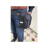 Toptan Budur Unisex Siyah Renk Reflektör Desenli Çok Gözlü Motorcu, Bacak ve Çapraz Çanta - standart