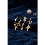 Toptan Bulurum 3 lü Set Küpe Gold Renk Kutup Yıldızı Model