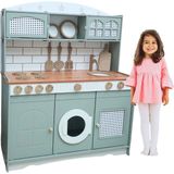 Toptan Bulurum Hedefixtoys Çocuklar Için Oyun Kurucu Ahşap Mutfak Seti Hazeranlı-Yeşil