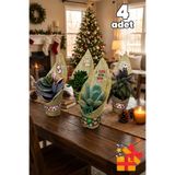 Toptan Kaktüs Yılbaşı Jüt Süslemeli 4’lü Sukulent Set