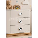Toptan3D (5 cm) Futbol Topu Dolap Kulpu, Mobilya Kulbu - Çocuk Oda Aksesuarı, Futbol Topu Kulp (Kulp Vidası Dahildir)
