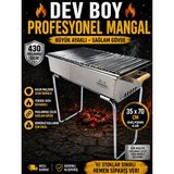 Toptancı Amca Dev Boy Profesyonel Mangal 35X70 cm 430 Paslanmaz Çelik Büyük Boy Kömürlü Bahçe Mangalı Portatif Ayaklı Izgara