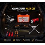 Toptancı Amca Full Araç Acil Durum Trafik Seti 60 Parça Kriko Kompresör İlk Yardım Çantası
