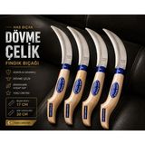 Toptancı Amca Has Bıçak 4'lü Dövme Çelik Fındık Bıçkısı Seti | 17 cm Testere Ağızlı Bıçak - 20 cm Ergonomik Ahşap Sap | Yerli Üretim