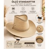 Toptancı Amca Premium Fötr Şapka Unisex Yazlık Güneş Koruyucu Sahil Plaj Kamp Bahçe Kovboy Şapkası Ayarlanabilir Ipli 56 -60 cm - Bej
