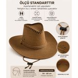 Toptancı Amca Premium Fötr Şapka Unisex Yazlık Güneş Koruyucu Sahil Plaj Kamp Bahçe Kovboy Şapkası Ayarlanabilir Ipli 56 -60 cm